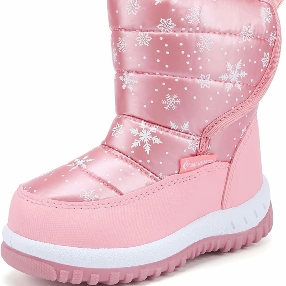 Kids Pink Snowflake Winter Boots